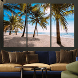98175-MGV-CV-36X24-Tropical Palm Beach Wall Art – Relaxing Ocean Shore Canvas Print with Palm Trees, Coastal Summer Decor for Living Room, Bedroom or