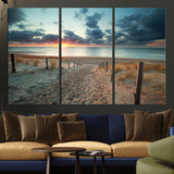 25788-MGV-CV-36X24-Sunset Beach Path Wall Art – Scenic Coastal Dunes and Ocean Canvas Print, Tranquil Seaside Landscape Decor for Living Room or