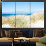 96913-MGV-CV-36X24-Coastal Dunes Wall Art – Serene Beach Grass and Blue Ocean Canvas Print, Relaxing Seaside Nature Decor for Living Room, Bedroom or