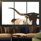 35866-MGV-CV-36X24-Texas Longhorn Wall Art – Rustic Western Bull Canvas Print, Farmhouse Animal Photography Decor for Living Room, Office, or Ranch
