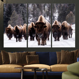 66871-MGV-CV-36X24-Bison Herd Wall Art – Wildlife Buffalo Canvas Print, Rustic Western Nature Photography Decor for Living Room, Office, Cabin, or