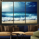 84116-MGV-CV-36X24-Ocean Wave Wall Art – Blue Sea and Beach Canvas Print, Coastal Seascape Photography Artwork for Living Room, Bedroom, or Office