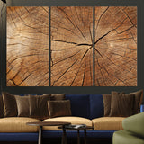 61710-MGV-CV-36X24-Tree Rings Wall Art – Rustic Wood Grain Canvas Print of Tree Trunk Cross Section, Nature Inspired Decor for Cabin, Office, Living