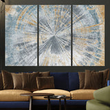 17631-MGV-CV-36X24-Radiant Burst Wall Art – Abstract Sunburst Canvas Print in Blue and Gold, Modern Geometric Painting for Living Room, Office or