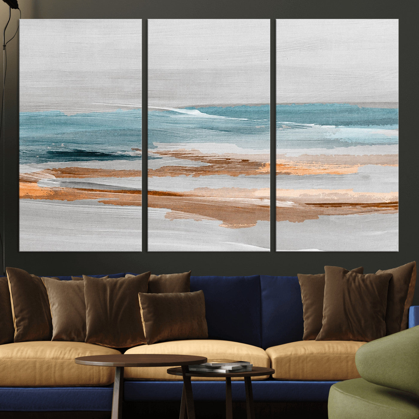 23430-MGV-CV-36X24-Abstract Coastal Wall Art – Modern Ocean Horizon Canvas Print, Minimalist Beach Scene Painting for Bedroom, Living Room, Office or