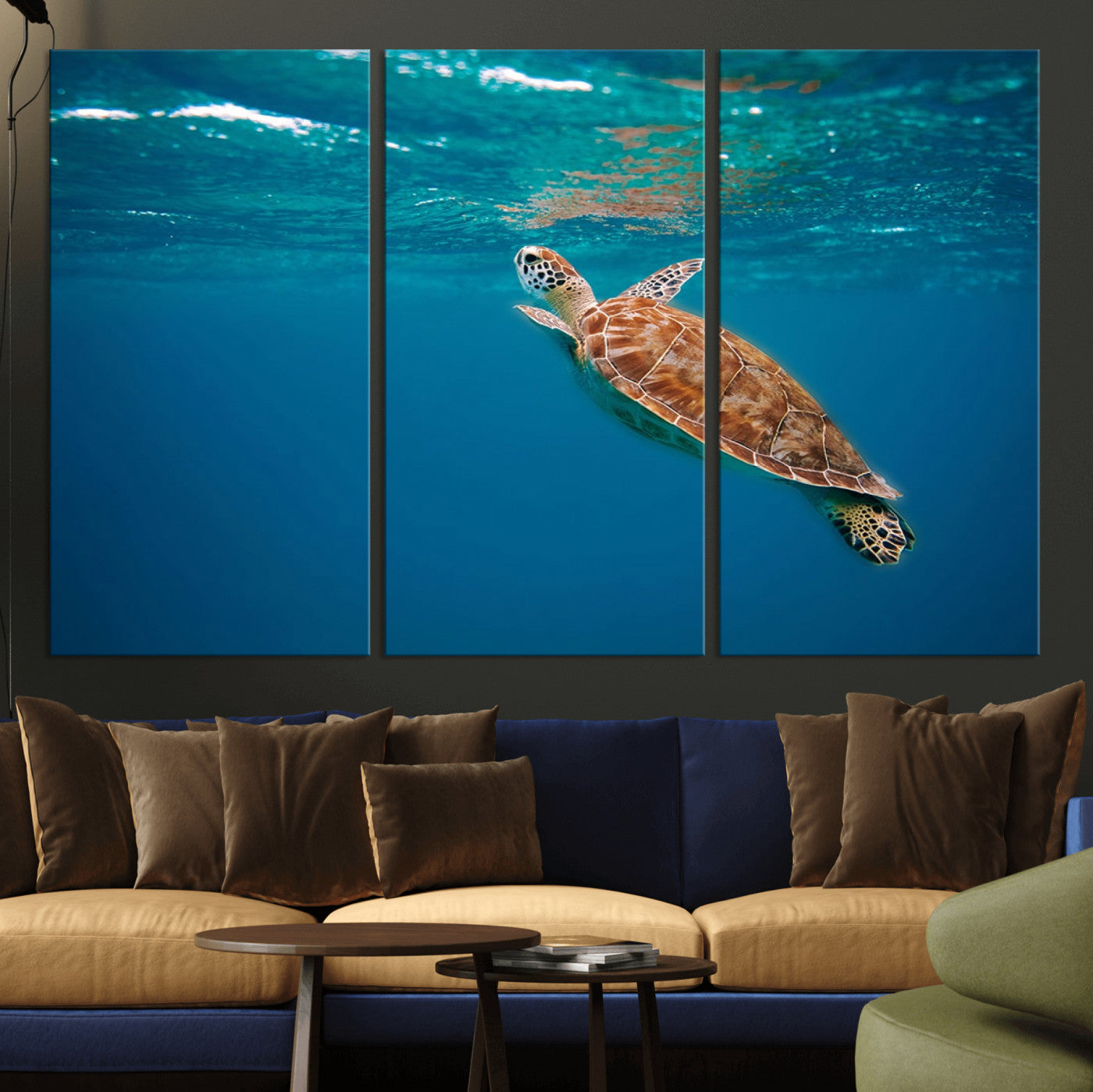 91440-MGV-CV-36X24-Sea Turtle Wall Art – Ocean Turtle Canvas Print, Underwater Marine Life Decor for Living Room, Office, Beach House or Bathroom