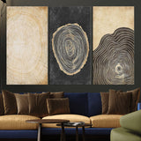 77785-MGV-CV-36X24-Tree Ring Abstract Wall Art – Rustic Wood Growth Pattern Canvas Prints, Modern Nature-Inspired Decor for Living Room or Office