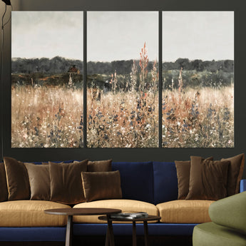 46308-MGV-CV-36X24-Wildflower Field Wall Art – Rustic Meadow Landscape Canvas Print, Country Nature Decor for Living Room, Bedroom or Farmhouse