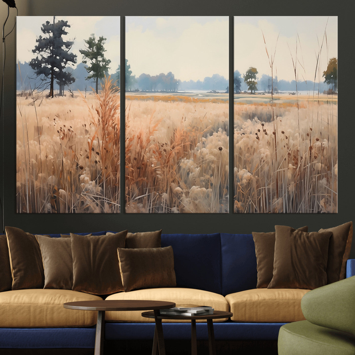 98822-MGV-CV-36X24-Autumn Meadow Wall Art – Tranquil Grassland Landscape Canvas Print, Rustic Country Decor for Living Room, Bedroom or Farmhouse