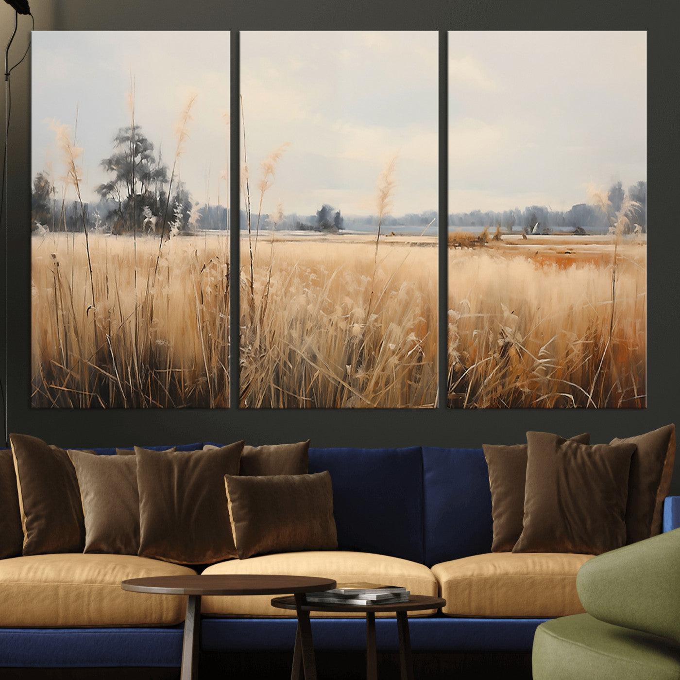 38193-MGV-CV-36X24-Golden Meadow Wall Art – Serene Grassland Landscape Canvas Print, Rustic Nature Decor for Bedroom, Living Room or Farmhouse