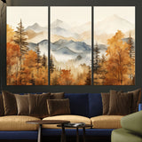 72950-MGV-CV-36X24-Autumn Mountain Forest Wall Art – Golden Fall Landscape Canvas Print, Nature-Inspired Home Decor for Living Room, Bedroom or