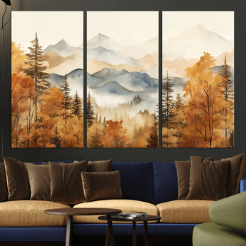 72950-MGV-CV-36X24-Autumn Mountain Forest Wall Art – Golden Fall Landscape Canvas Print, Nature-Inspired Home Decor for Living Room, Bedroom or