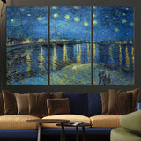 94605-MGV-CV-36X24-Starry Night Over the Rhone Wall Art – Vincent van Gogh Canvas Print, Famous Impressionist Painting for Living Room, Office