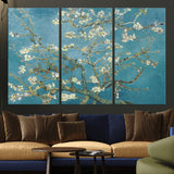 65607-MGV-CV-36X24-Almond Blossom Wall Art – Van Gogh Blue Floral Canvas Print, Elegant Impressionist Painting Decor for Living Room, Bedroom or