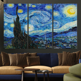 39177-MGV-CV-36X24-Starry Night Wall Art – Vincent van Gogh Famous Painting Canvas Print, Timeless Starry Sky Decor for Living Room, Bedroom or