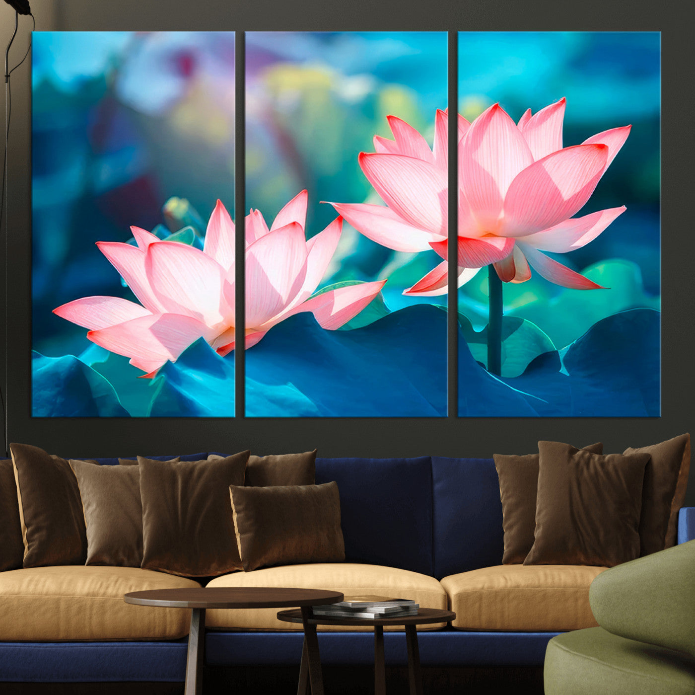 32559-MGV-CV-36X24-Lotus Flower Wall Art – Pink Water Lily Canvas Print, Tranquil Nature Decor for Living Room, Bedroom or Meditation Space