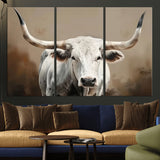 61423-MGV-CV-36X24-Longhorn Bull Wall Art – Rustic Western Texas Steer Canvas Print, Cowboy Farmhouse Decor for Living Room, Bedroom, Office or Ranch