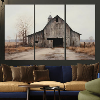 11602-MGV-CV-36X24-Old Barn Wall Art Canvas Print, Framed Rustic Barn Art Picture Print, Old Farmhouse Perfect Rustic Farmhouse Decor Artwork