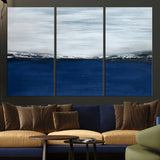 62197-MGV-CV-36X24-Abstract Ocean Wall Art – Minimalist Blue and White Canvas Print, Modern Coastal Seascape Painting for Bedroom, Living Room or