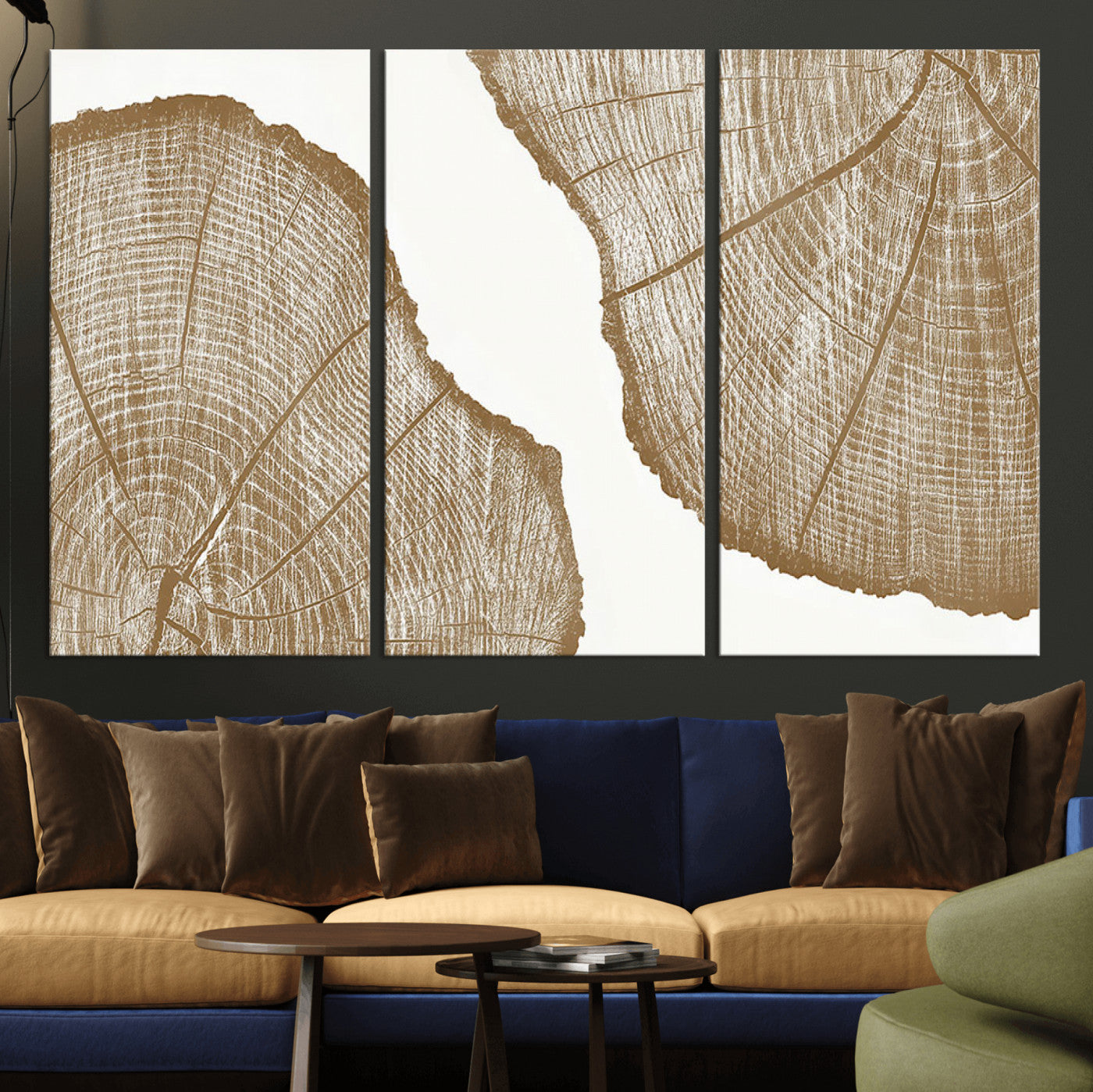 99692-MGV-CV-36X24-Tree Ring Linocut Wall Art Canvas Print, Framed Wood Cut Art Picture Print, Tree Rings Perfect Minimalist Rustic Decor Artwork