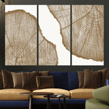 99692-MGV-CV-36X24-Tree Ring Linocut Wall Art Canvas Print, Framed Wood Cut Art Picture Print, Tree Rings Perfect Minimalist Rustic Decor Artwork