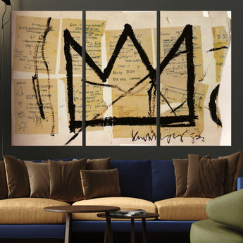 37215-MGV-CV-36X24-Abstract Crown Wall Art – Urban Graffiti Style Canvas Print Modern Street Art Design, Bold Contemporary Decor for Living Room,