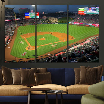 93707-MGV-CV-36X24-Los Angeles Stadium Wall Art Canvas Print, Framed Angel Stadium Field Art Picture Print, Anaheim Stadium Perfect Sports Room Decor