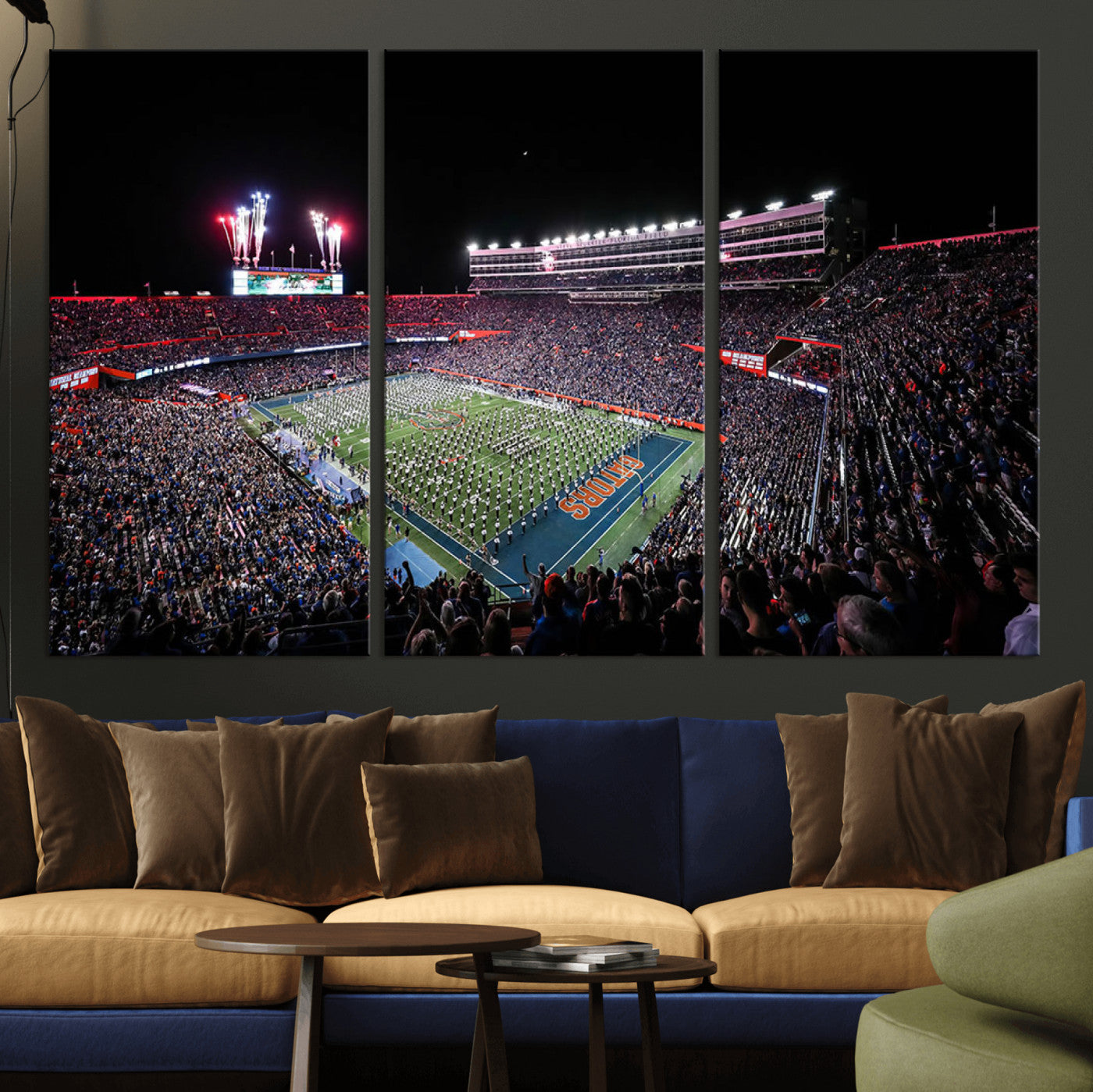 46899-MGV-CV-36X24-Ben Hill Griffin Stadium Wall Art Canvas Print, Framed Football Stadium Art Picture Print, Florida Football Stadium Perfect Sport