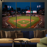 38612-MGV-CV-36X24-Busch Stadium Wall Art Canvas Print, Framed Missouri Stadium Art Picture Print, Busch Stadium Field Perfect Sports Room Decor