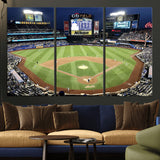 87666-MGV-CV-36X24-City Field Stadium Wall Art Canvas Print, Framed New York Stadium Art Picture Print, Citi Field Stadium Perfect Sport Room Decor