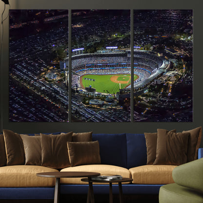 16515-MGV-CV-36X24-Dodgers Stadium Wall Art Canvas Print, Framed Baseball Stadium Art Picture Print, Dodgers Field Perfect Sport Room Decor Artwork