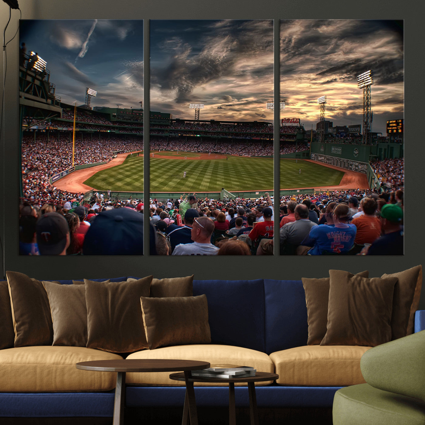 53432-MGV-CV-36X24-Fenway Park Stadium Wall Art Canvas Print, Framed Boston Baseball Stadium Art Picture Print, Massachusetts Fenway Park Perfect