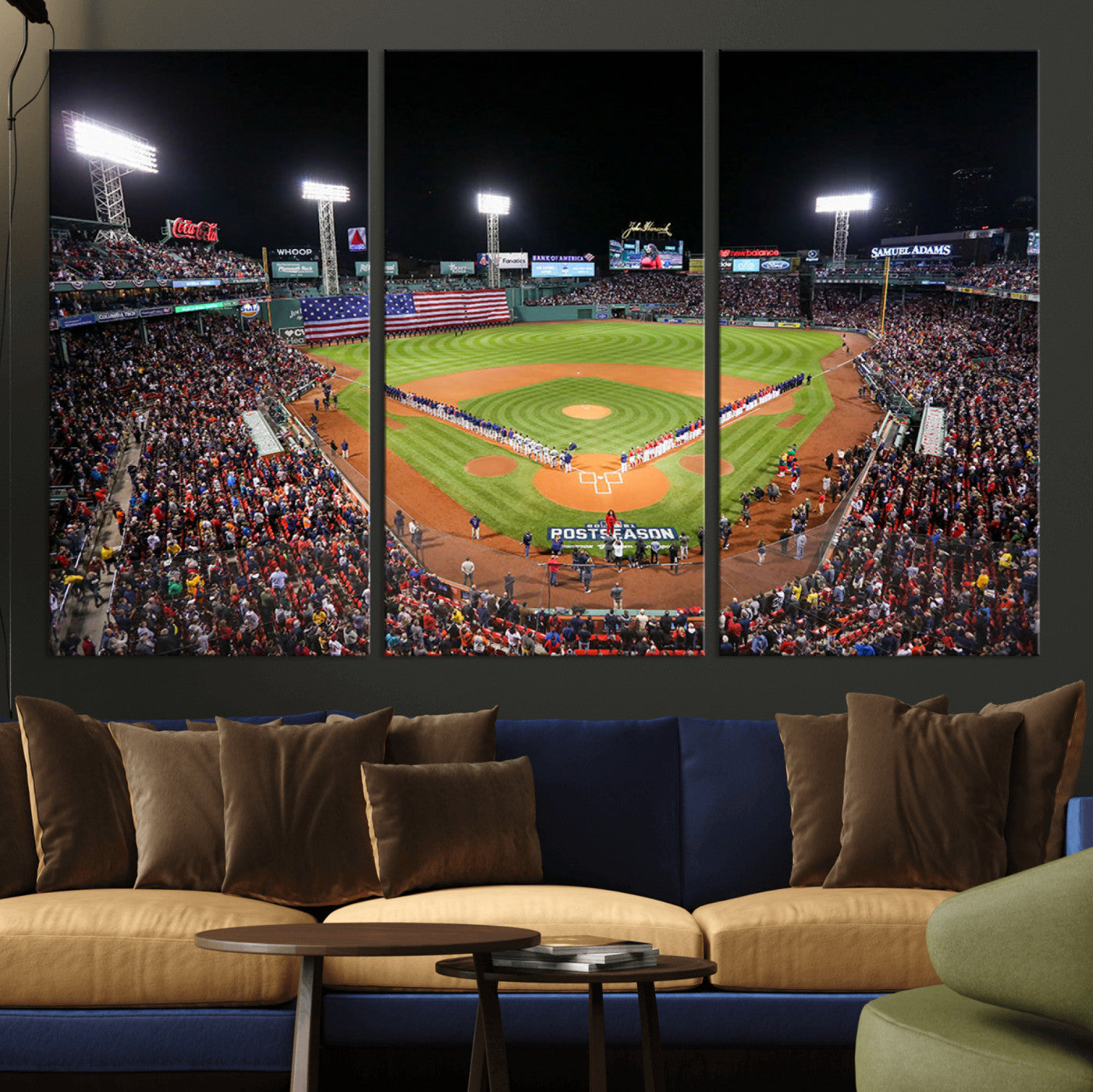 47365-MGV-CV-36X24-Fenway Park Stadium Wall Art Canvas Print, Framed Boston Baseball Stadium Art Picture Print, MLB Stadium Field Perfect Sport Room