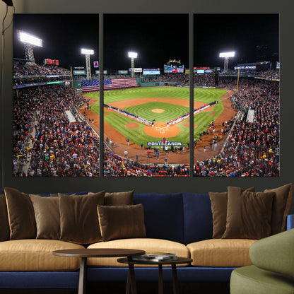 47365-MGV-CV-36X24-Fenway Park Stadium Wall Art Canvas Print, Framed Boston Baseball Stadium Art Picture Print, MLB Stadium Field Perfect Sport Room