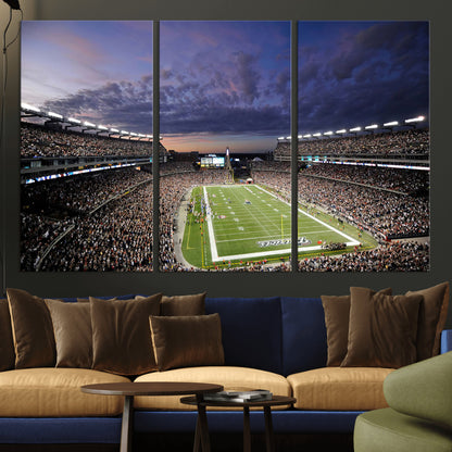 52712-MGV-CV-36X24-Gillette Stadium Field Wall Art Canvas Print, Framed Massachusetts Stadium Art Picture Print, Gillette Stadium Perfect Sport Room