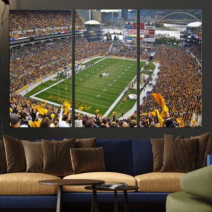 51419-MGV-CV-36X24-Heinz Field Wall Art Canvas Print, Framed Pittsburgh Stadium Field Art Picture Print, Heinz Stadium Field Perfect Sports Room