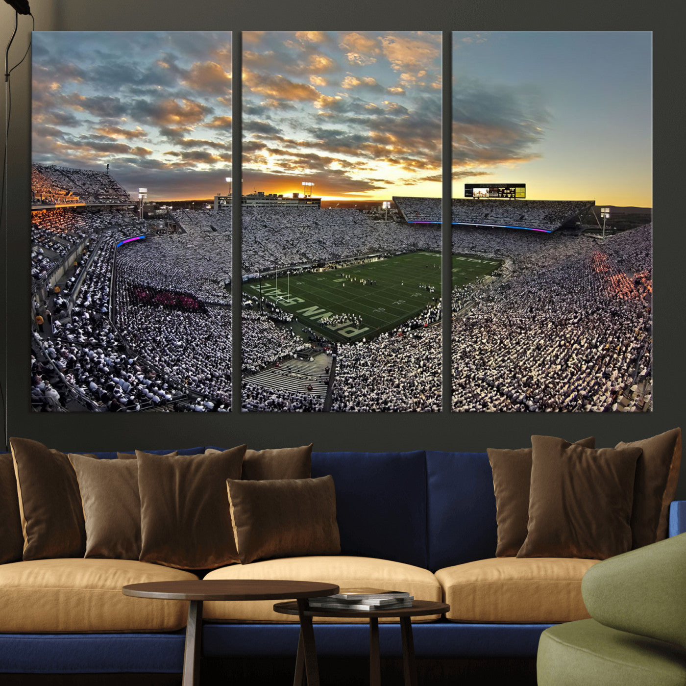 38807-MGV-CV-36X24-Beaver Stadium Wall Art Canvas Print, Framed Beaver Stadium Field Art Picture Print, Football Stadium Perfect Sport Room Decor