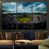 37127-MGV-CV-36X24-Kauffman Stadium Wall Art Canvas Print, Framed Kansas City Royals Field Art Picture Print, Baseball Stadium Perfect Sport Room