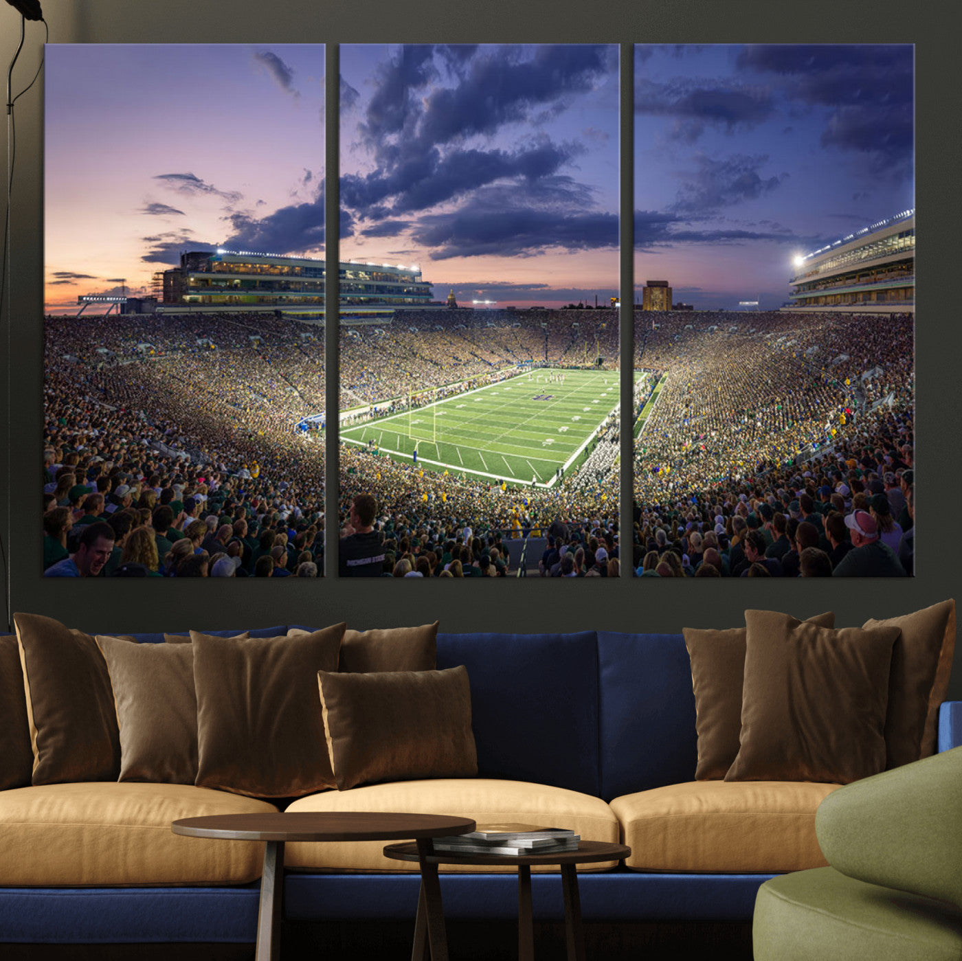 50825-MGV-CV-36X24-Notre Dame Stadium Wall Art Canvas Print, Framed Indiana Stadium Art Picture Print, Football Stadium Perfect Sports Room Decor