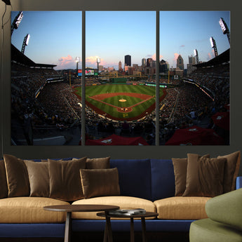 67670-MGV-CV-36X24-PNC Park Stadium Wall Art Canvas Print, Framed Pittsburgh Pirates Stadium Art Picture Print, PNC Park Field Perfect Sport Room