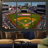 20879-MGV-CV-36X24-Yankee Stadium Wall Art Canvas Print, Framed New York Stadium Art Picture Print, Yankee Field Perfect Sport Room Decor Artwork
