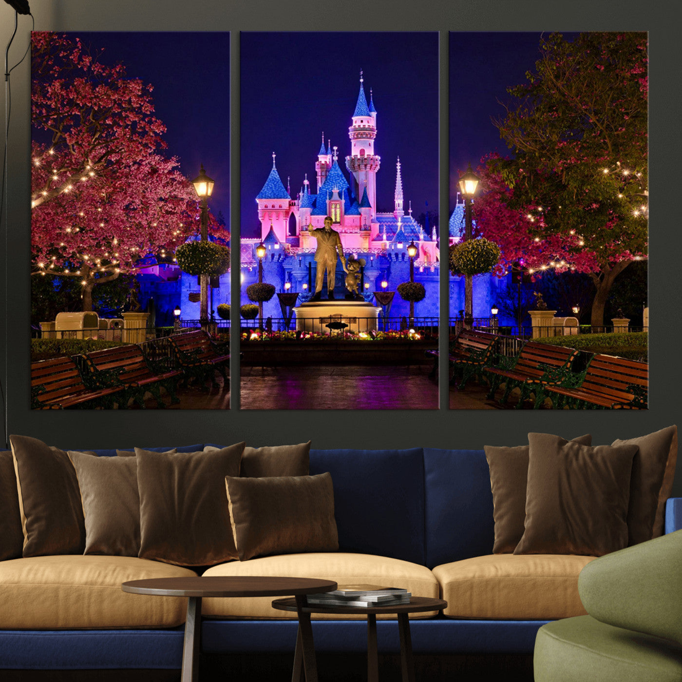 79435-MGV-CV-36X24-Disney Castle Wall Art Canvas Print, Framed Magic Kingdom Art Picture Print, Disney World Perfect Child Room Decor Artwork