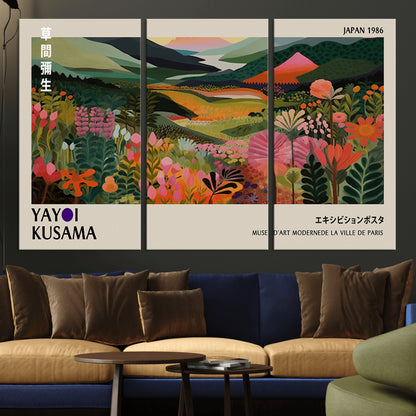 75719-MGV-CV-36X24-Botanical Mountain Valley Wall Art – Panoramic Nature Canvas Print, Vibrant Floral Field Artwork for Living Room, Bedroom, Office,