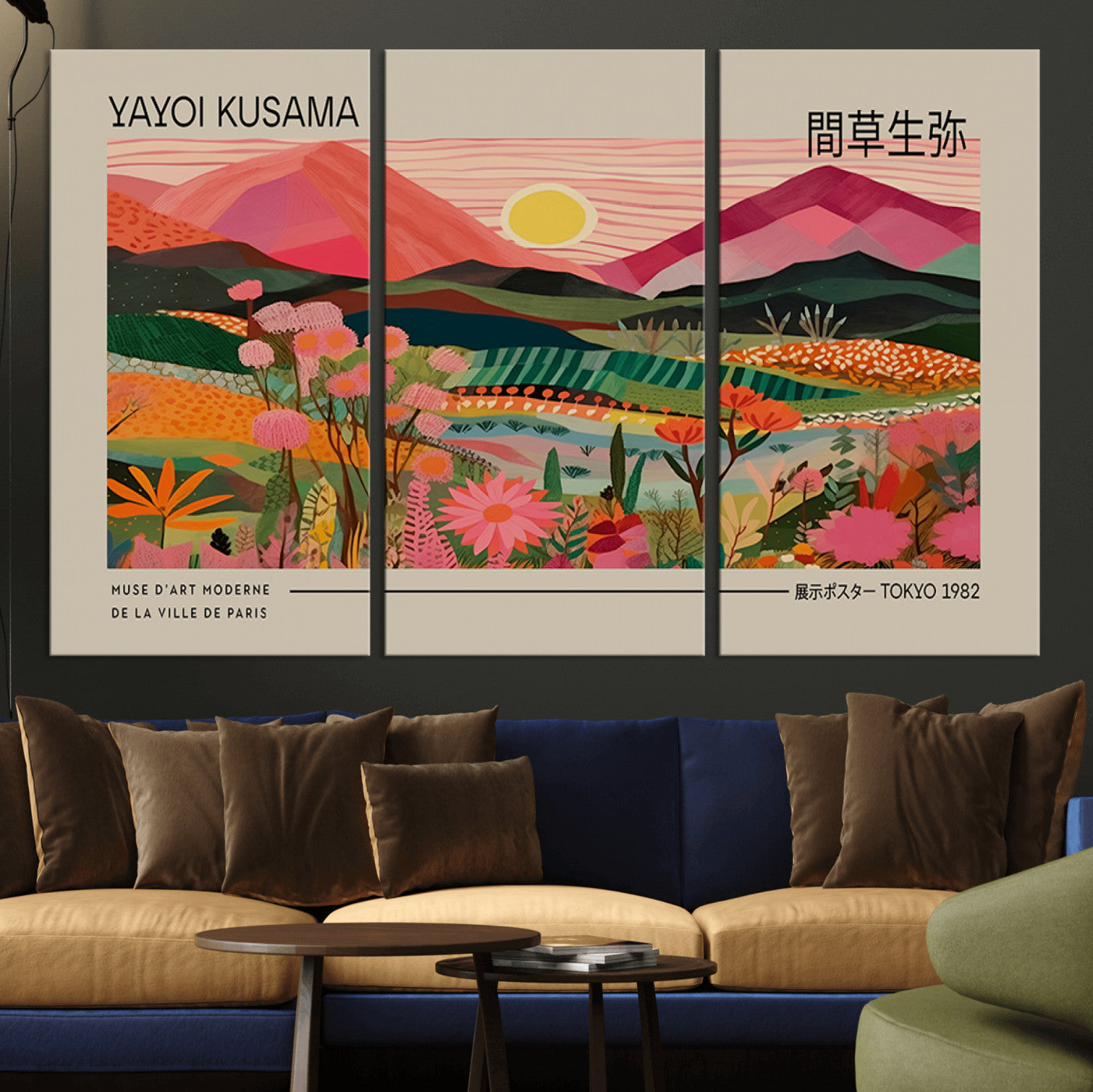 18304-MGV-CV-36X24-Sunset Mountain Landscape Wall Art – Panoramic Abstract Nature Canvas Print, Vibrant Wall Decor for Living Room, Bedroom, Office,