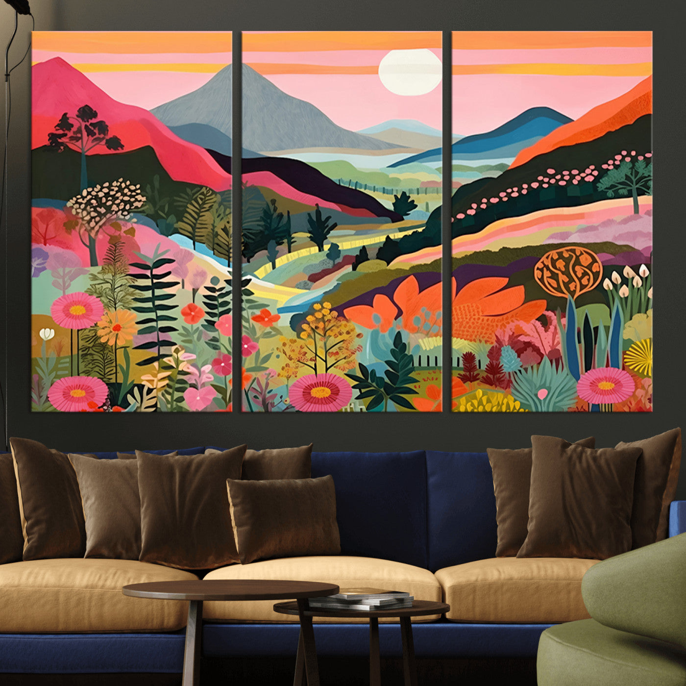 61376-MGV-CV-36X24-Floral Valley Wall Art – Panoramic Mountain Landscape Canvas Print, Vibrant Nature Decor for Living Room, Office, or Bedroom