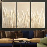 81444-MGV-CV-36X24-Pampas Grass Wall Art Canvas Print, Framed Beige Pampas Grass Art Picture Print, Minimalist Beige Perfect Minimalist Nature Decor