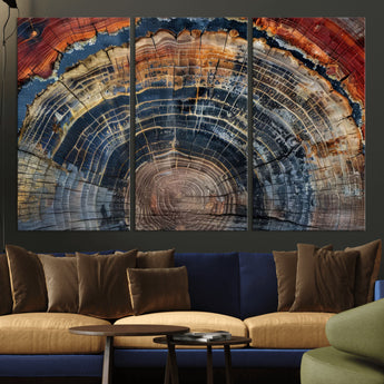 63519-MGV-CV-36X24-Tree Ring Wall Art – Rustic Nature Wood Grain Canvas Print, Abstract Natural Texture Artwork Poster for Living Room, Bedroom,