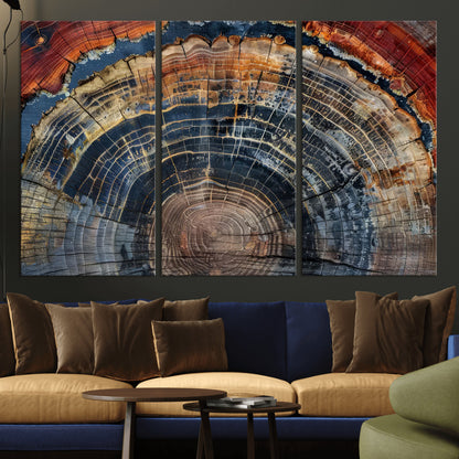 63519-MGV-CV-36X24-Tree Ring Wall Art – Rustic Nature Wood Grain Canvas Print, Abstract Natural Texture Artwork Poster for Living Room, Bedroom,