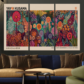 51280-MGV-CV-36X24-Abstract Yayoi Kusama Wall Art Canvas Print, Framed Japanese Wabi Sabi Art Picture Print, Yayoi Kusama Perfect Abstract Modern