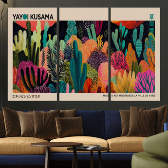 45711-MGV-CV-36X24-Yayoi Kusama Wall Art Canvas Print, Framed Abstract Yayoi Kusama Art Picture Print, Japanese Wabi Sabi Perfect Modern Abstract